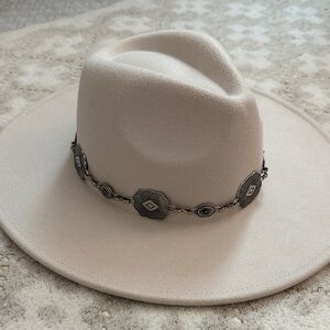 Cream Hat with Silver Accents
